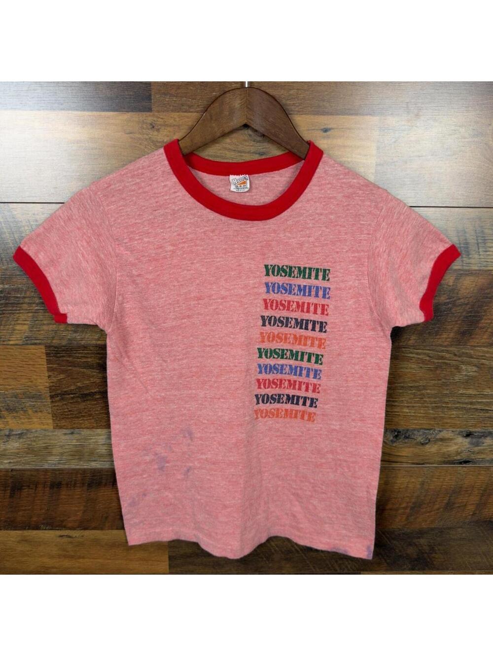 Vintage 70s Yosemite National Park Ringer T-Shirt Youth XL 18-20